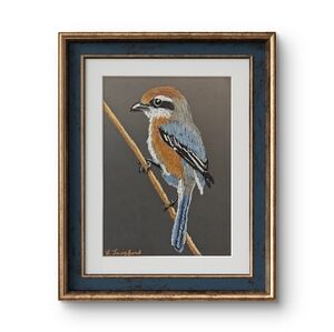 Blue and Brown Birdz Original Oil Pastel Painting